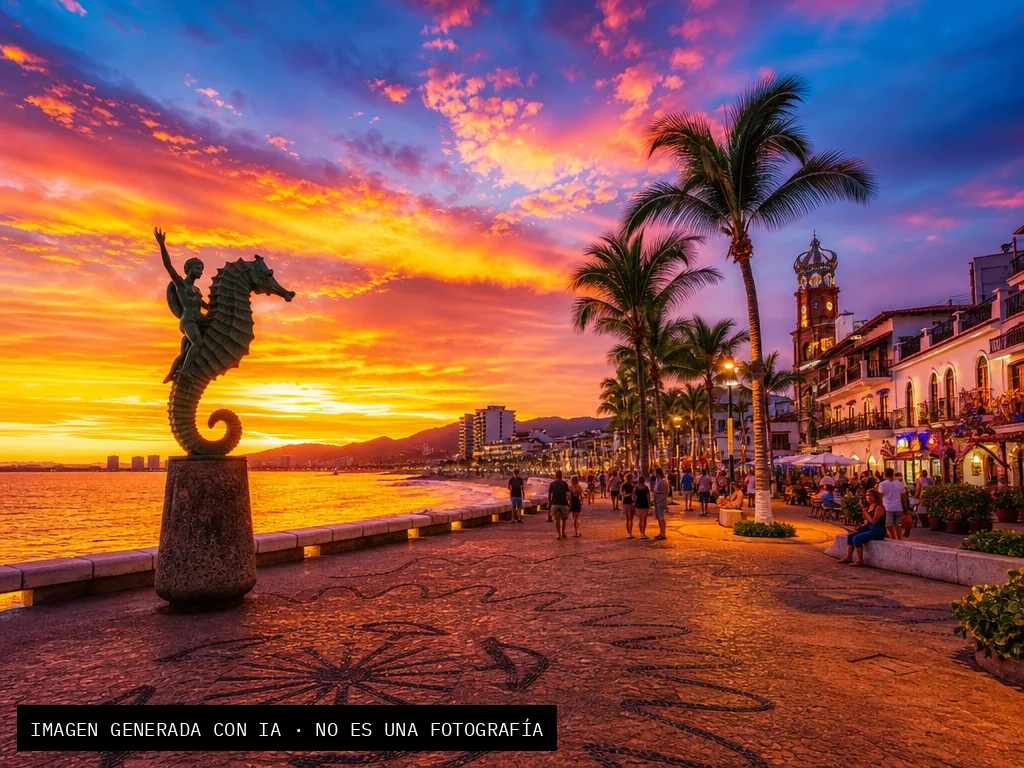 Imagen generada con IA (ChatGPT) a partir de mi prompt. No es una fotografía de Puerto Vallarta.