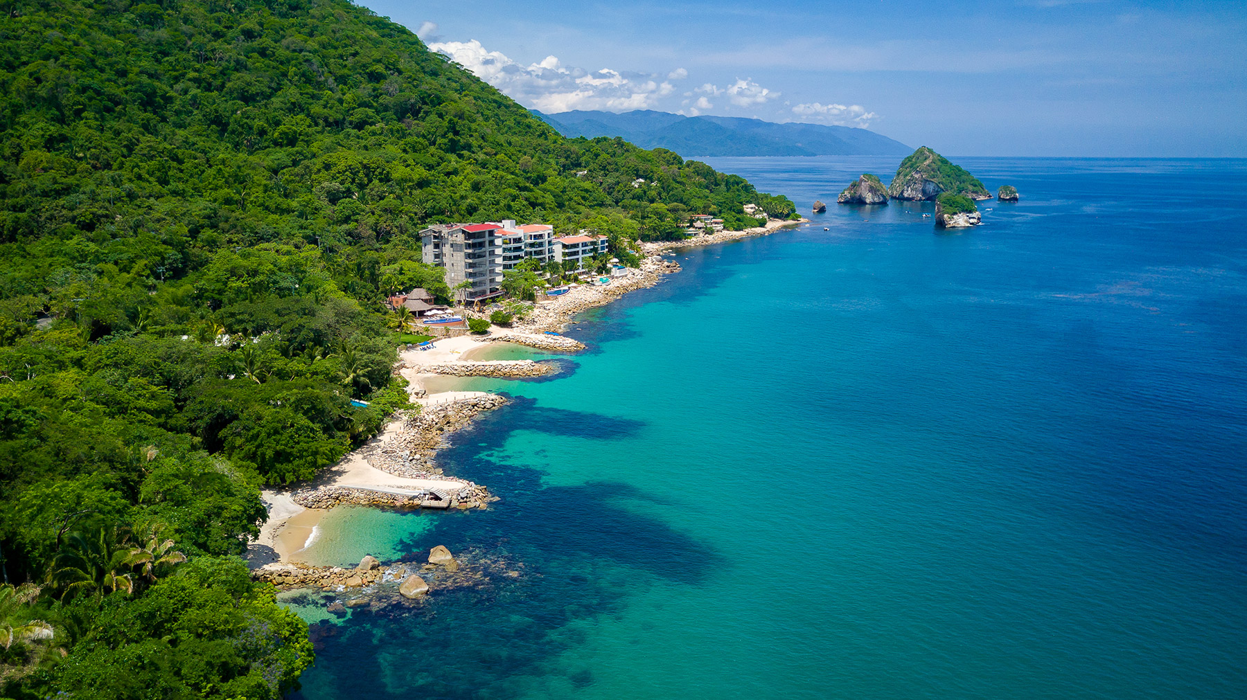 Drone view of South side beaches of Puerto Vallarta